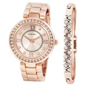 NIB Ellen Tracy rose gold watch and bangle